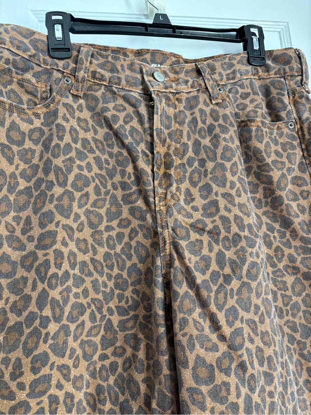 Old Navy Leopard Print Wide Leg Jeans Y2K Animal Print High Rise Sz: 14 - Picture 5 of 11